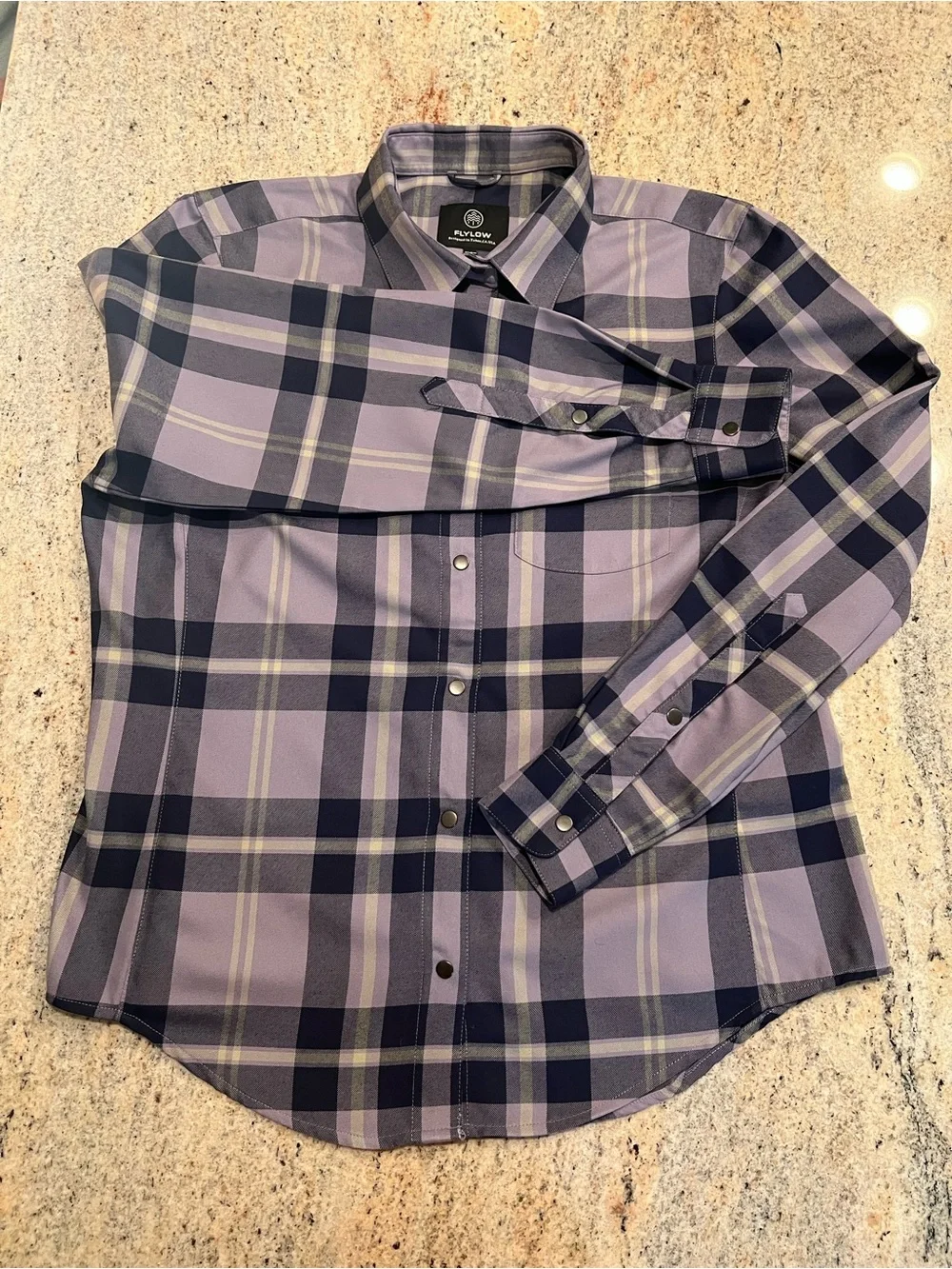 Fly Low Purple Plaid Performance Button-Up Shirt - Long Sleeve